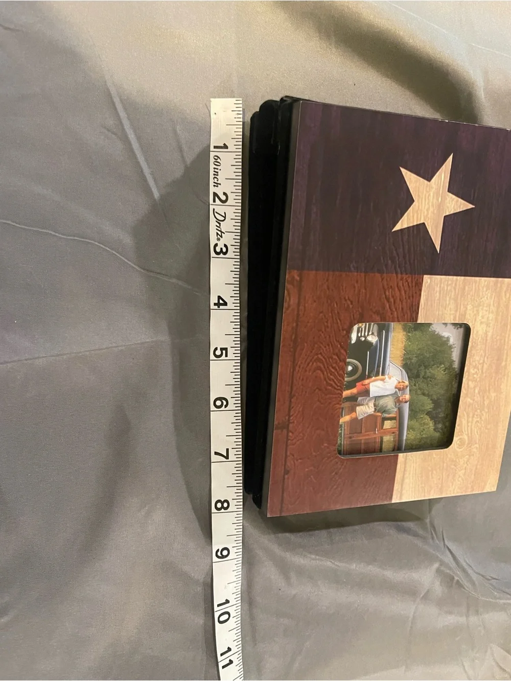 Texas Flag Wooden Picture Frame in Brown, Blue & Cream-check pictures